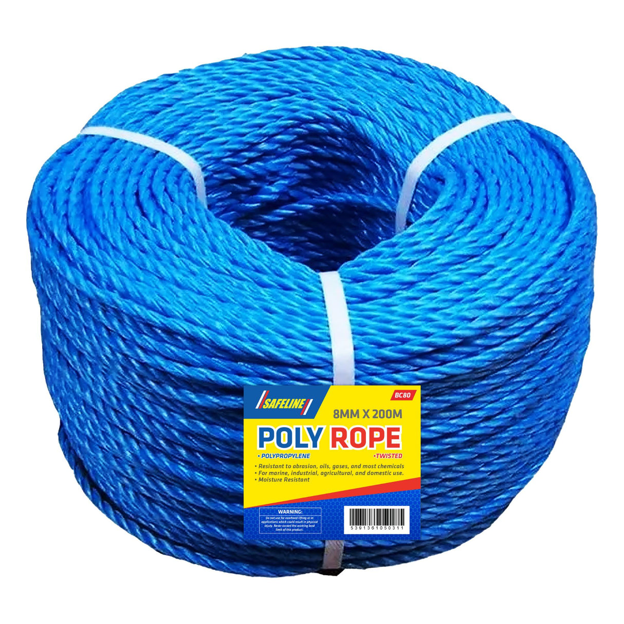 SAFELINE 8MM X 200M POLYPROP BLUE ROPE