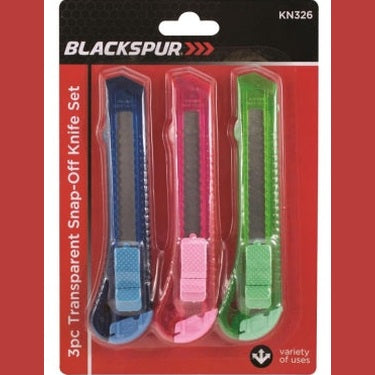 3PC TRANSPARENT SNAP-OFF KNIFE SET - Watson Hire