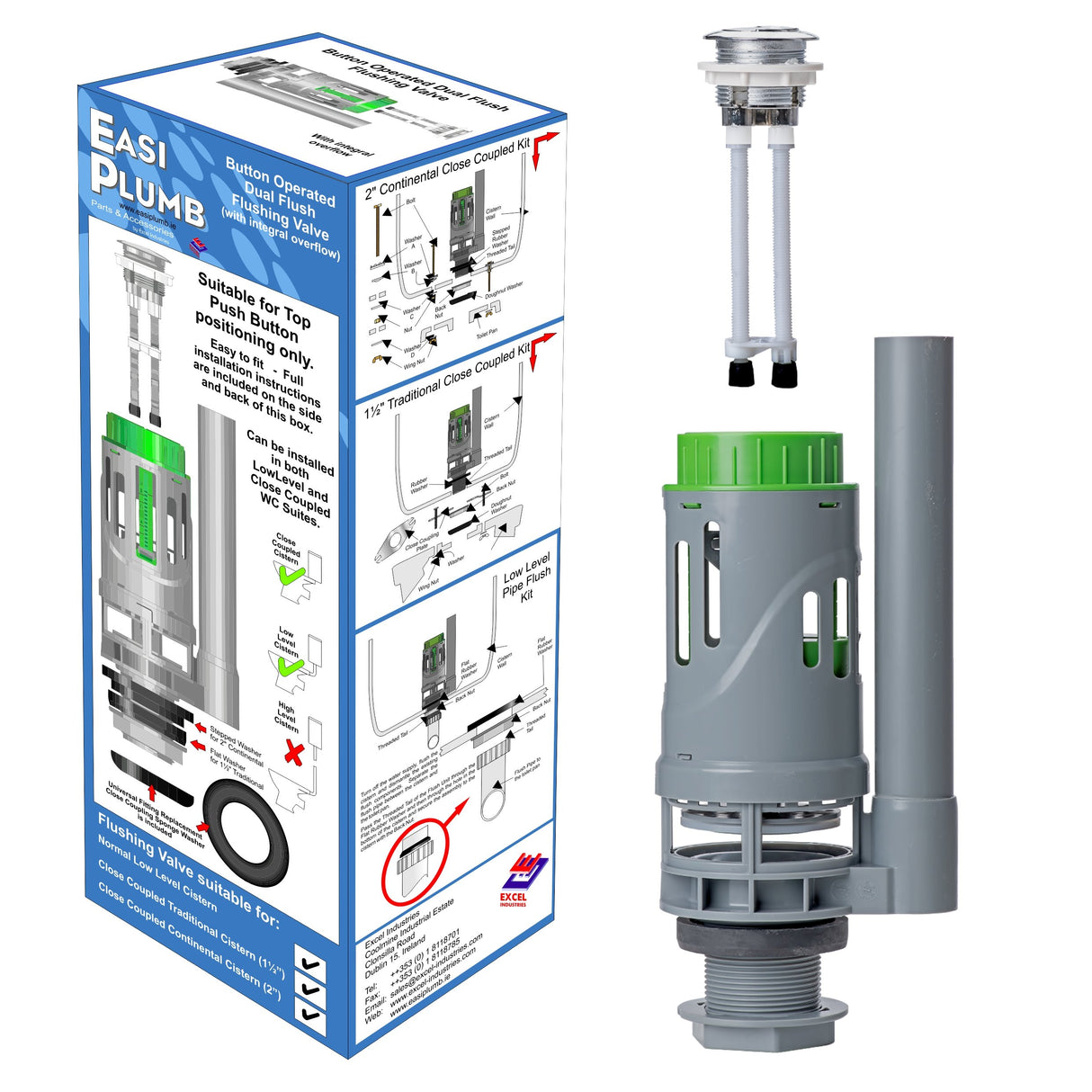 EASY PLUMB BUTTON OPERATED DUAL FLUSH FLUSHING VALVE