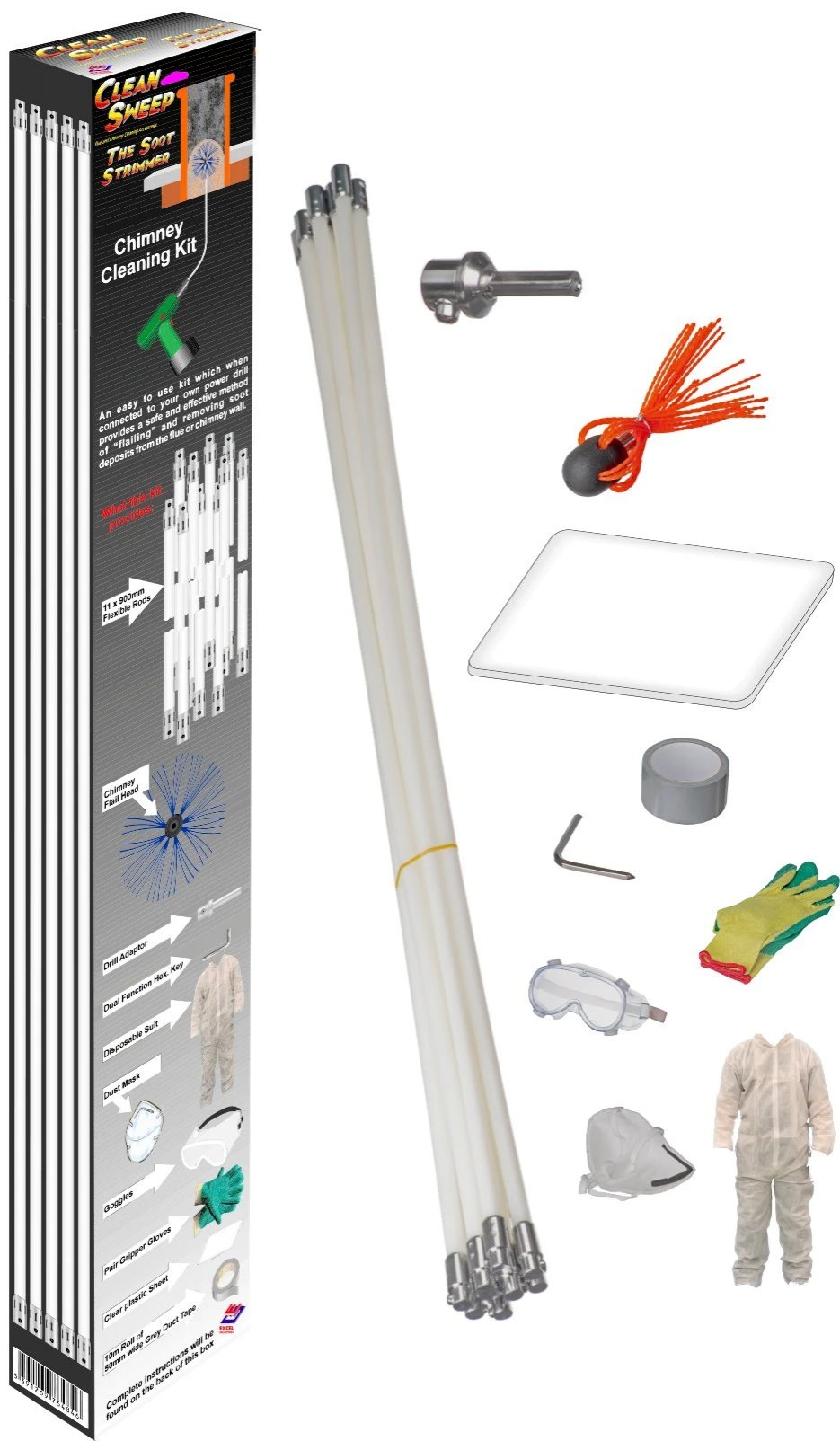 CLEAN SWEEP ROTARY CHIMNEY CLEANING KIT 10MT - SOOT STRIMMER