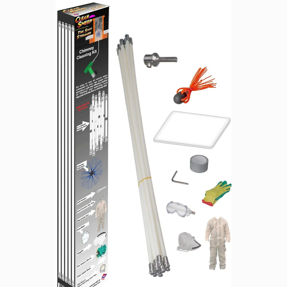 CLEAN SWEEP ROTARY CHIMNEY CLEANING KIT 10MT - SOOT STRIMMER