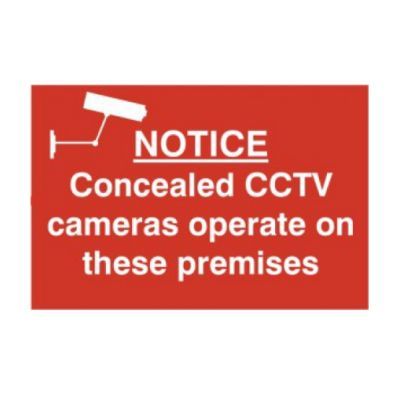 NOTICE CONCEALED CCTV CAMERAS OPERATE ON THESE PREMISES - PVC (300 X 200MM)