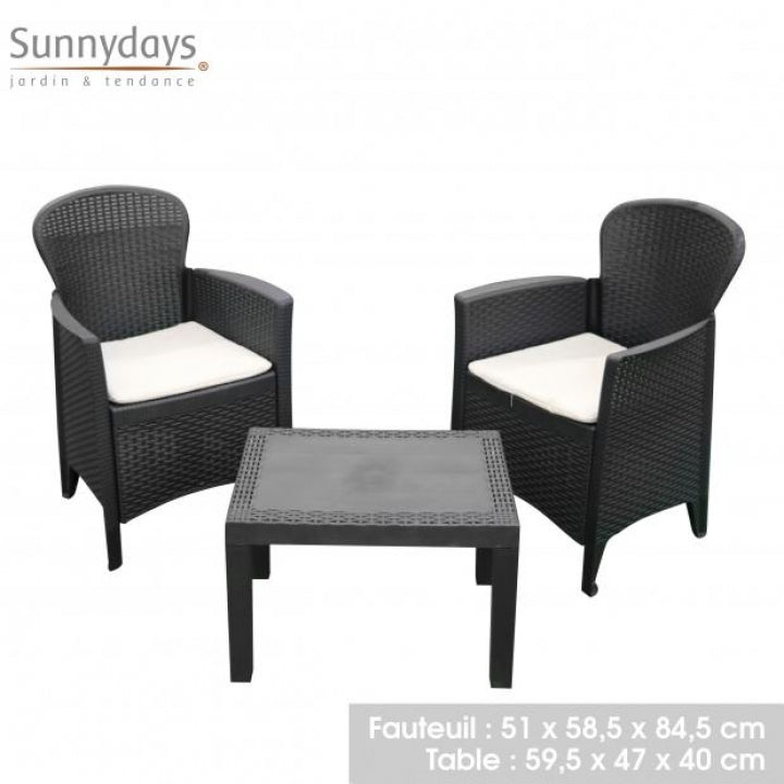 PLASTIK AKITA SET WITH CUSHION AND TABLE