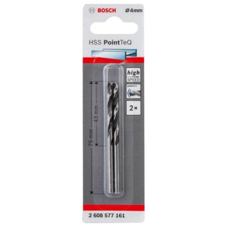 BOSCH HSS POINTTEQ DRILL BIT 4 75MM 2PK - Watson Hire