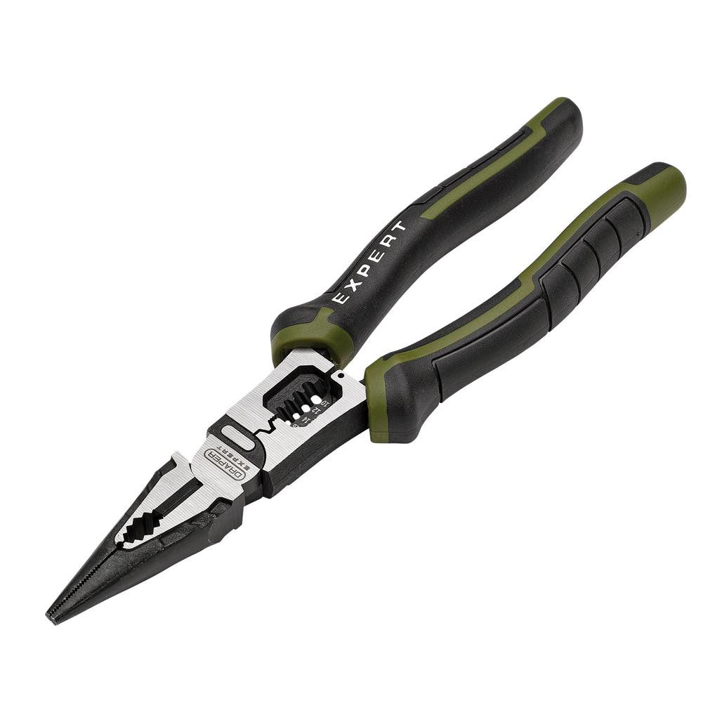 DRAPER 200MM LONG NOSE PLIERS WITH WIRE STRIPPER