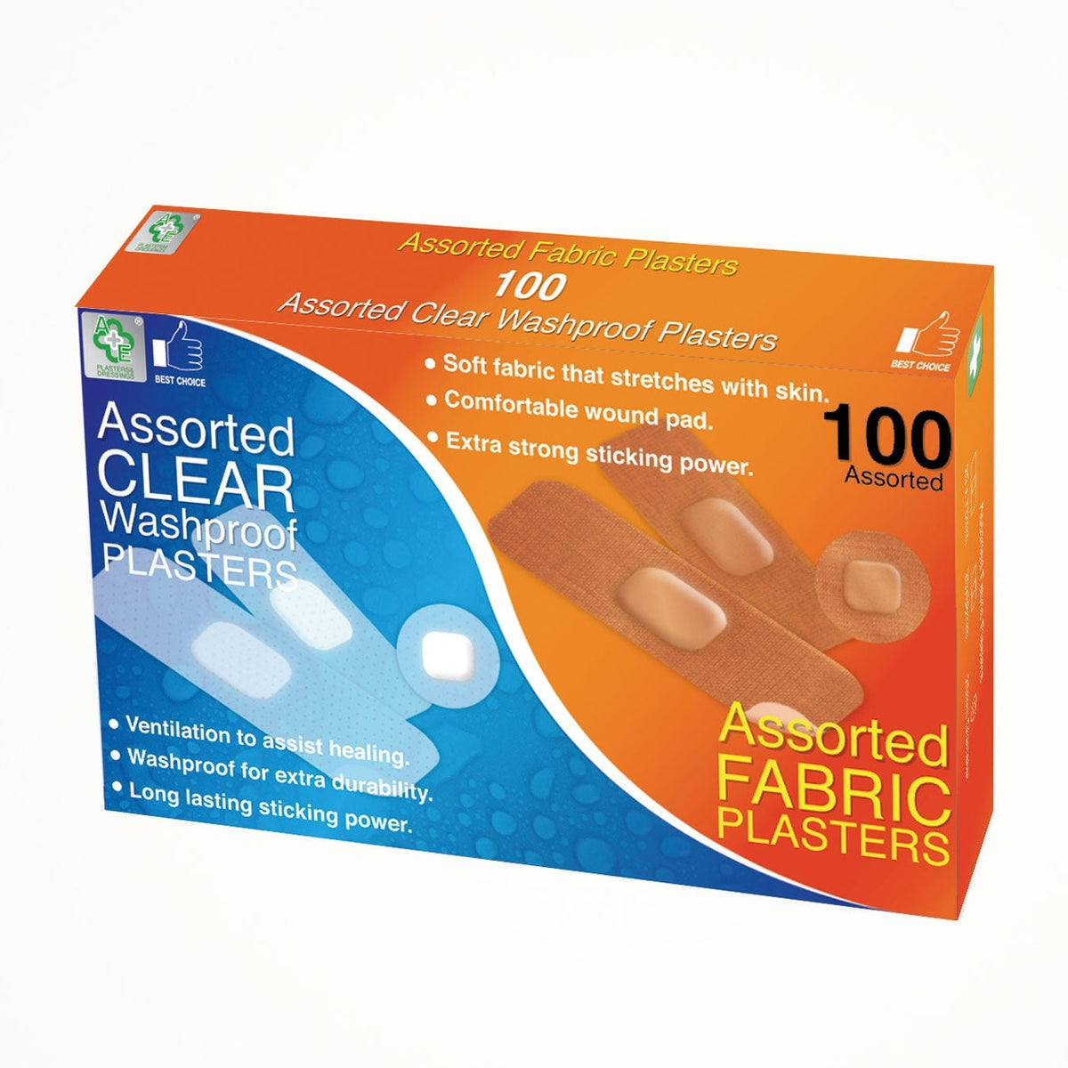 A&E FABRIC CLEAR PLASTERS BOX 100PC