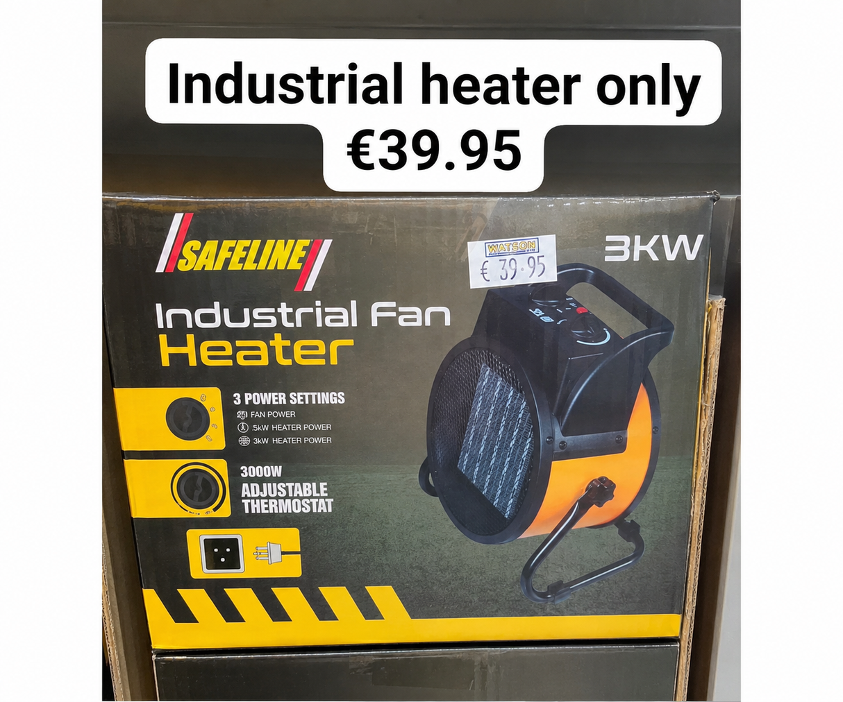 SAFELINE INDUSTRIAL 3KW FAN HEATER