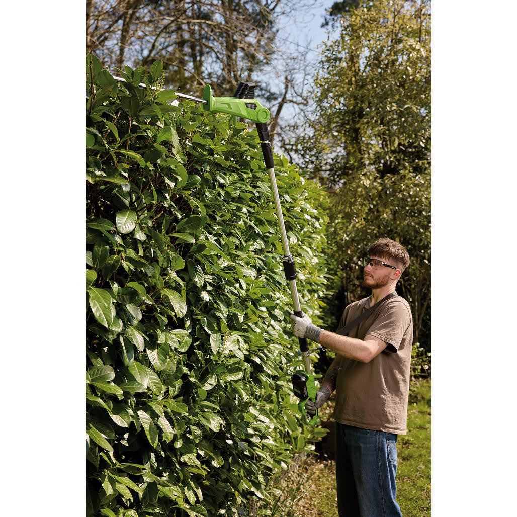 DRAPER 18V POLE HEDGE TRIMMER, 1 X 2.0AH BATTERY, 1 X CHARGER