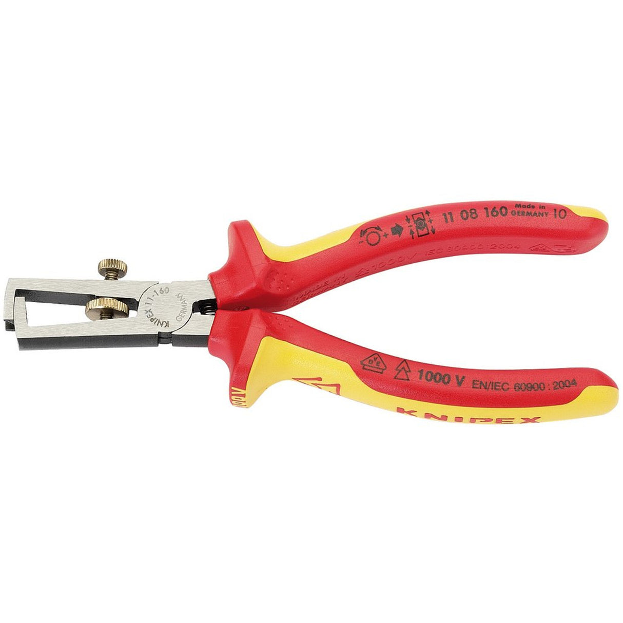 KNIPEX 11 08 160UKSBE VDE FULLY INSULATED WIRE STRIPPING PLIERS, 160MM