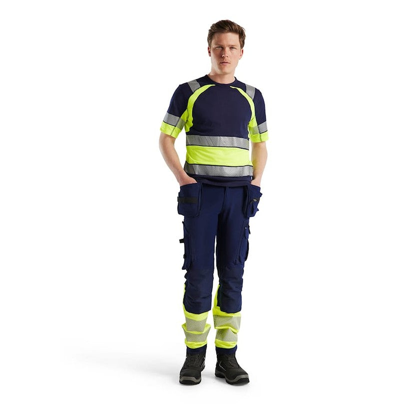 BLAKLADER HI-VIS T-SHIRT NAVY BLUE/HI-VIS YELLOW - Watson Hire