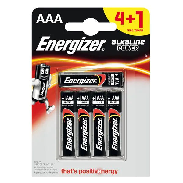 ENERGIZER AAA ALKALINE 4 + 1 FREE