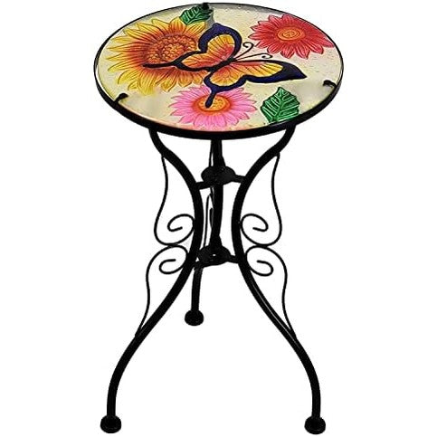 REDWOOD GLASS TOP BISTRO TABLE - BUTTERFLY