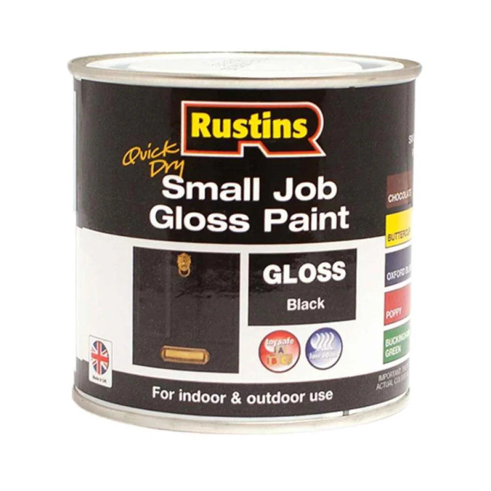 RUSTINS 250ML QUICK DRY SMALL JOB GLOSS PAINT - BLACK