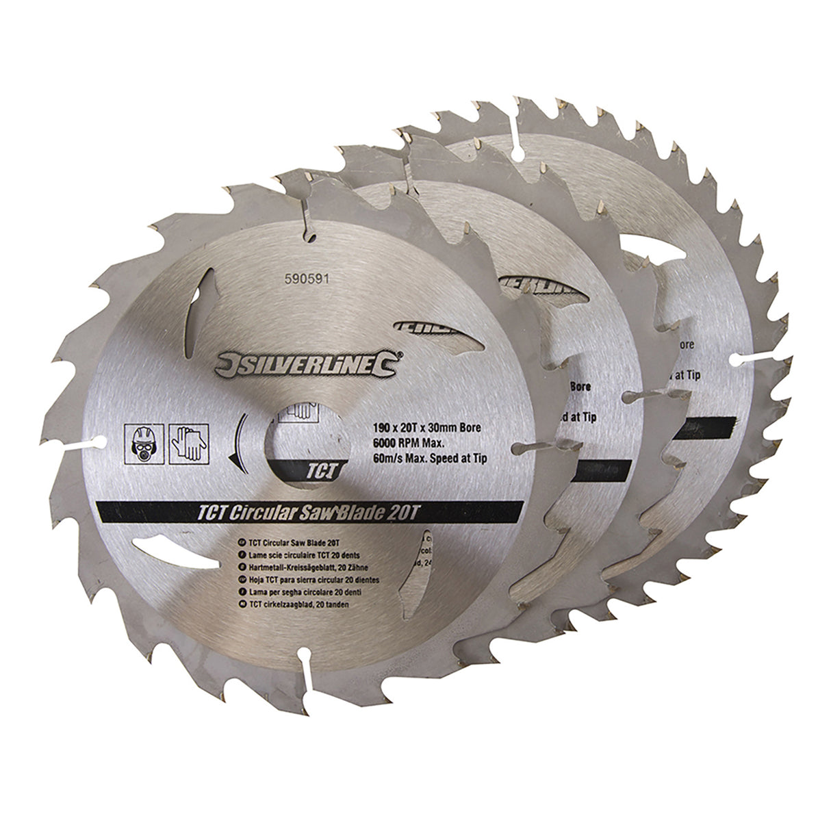 SILVERLINE 190 X 30 TCT CIRCULAR SAW BLADES 20T, 24T, 40T 3 PACK