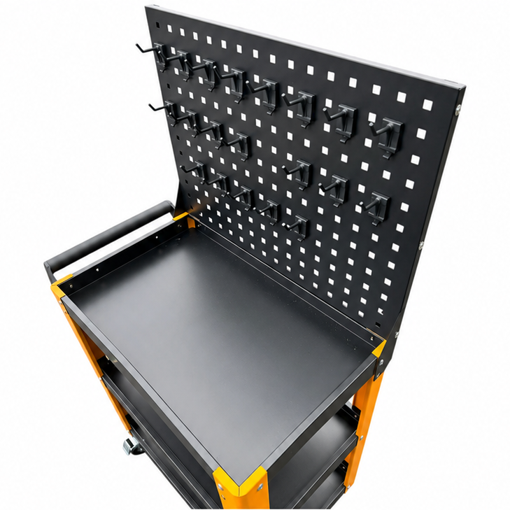 DETROIT INDUSTRIES 3 TIER TOOL CART WITH PEGBOARD