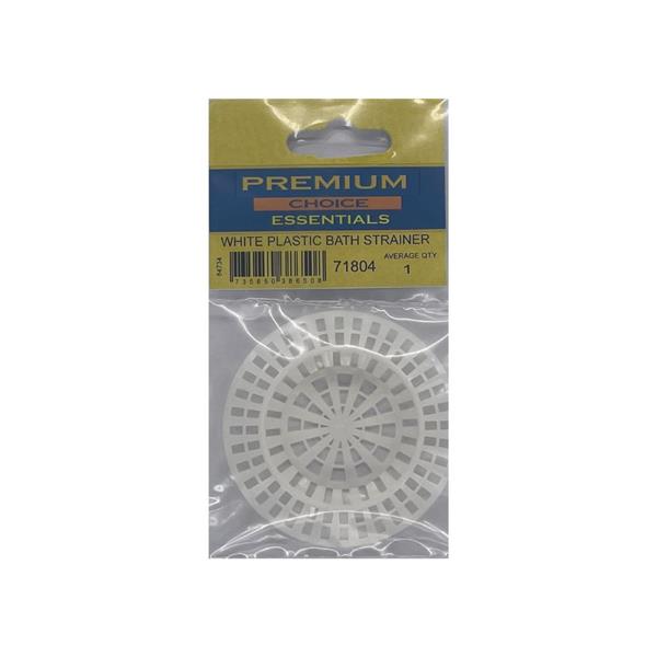 PREMIUM CHOICE WHITE PLASTIC BATH STRAINER