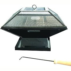 REDWOOD SQUARE FIRE PIT WITH BBQ GRILL