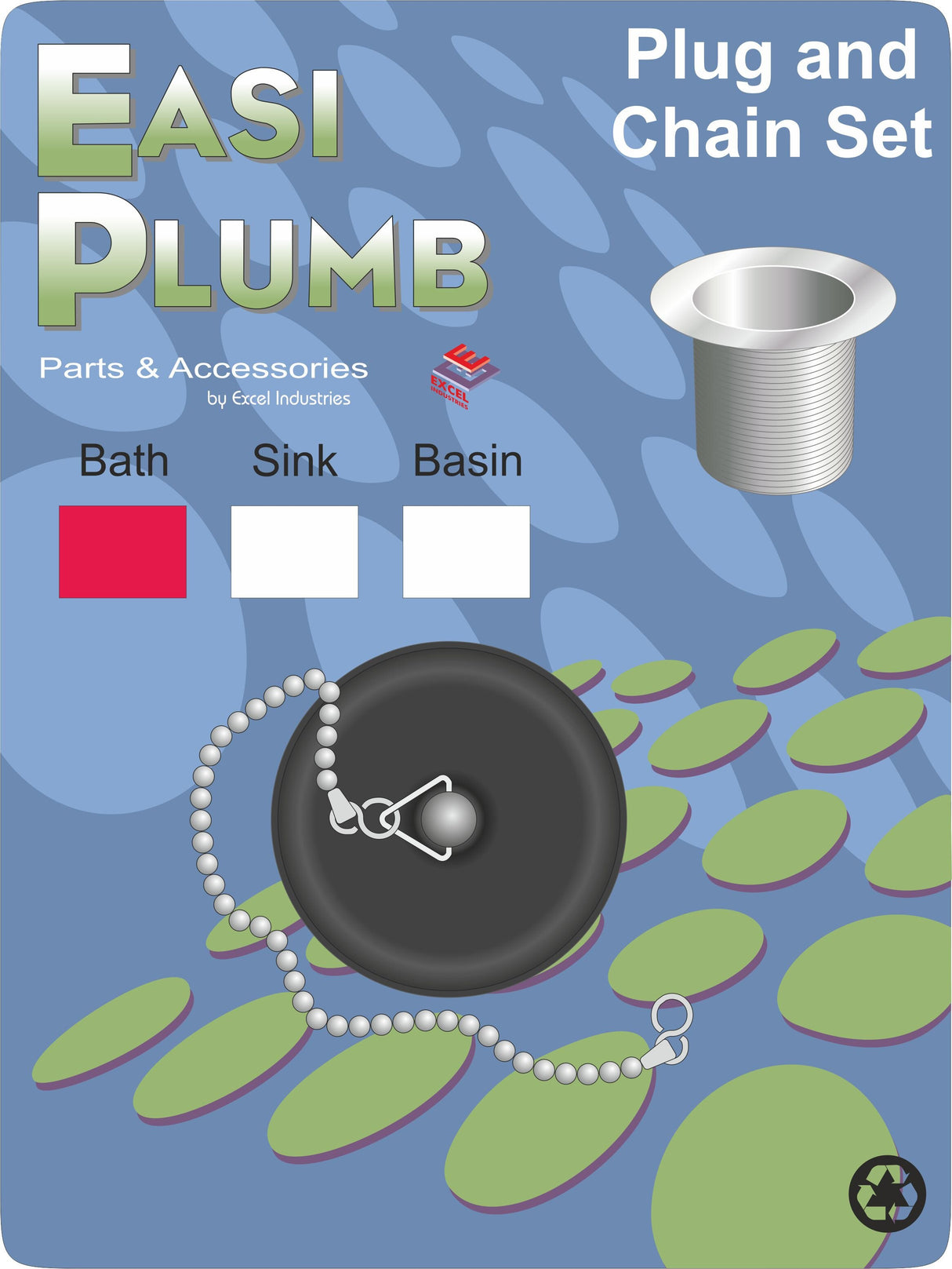 Easy Plumb Poly Bath Plug & Chain Set