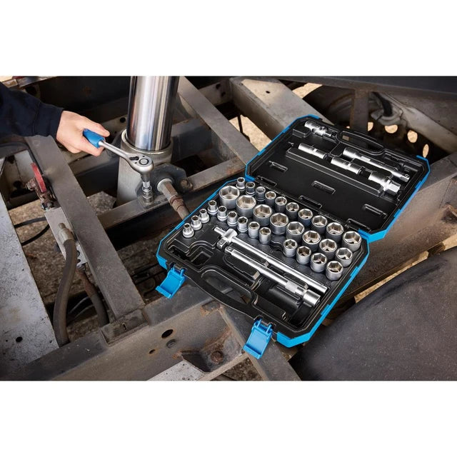DRAPER COMBINED MM/AF SOCKET SET, 1/2" SQ. DR. (41 PIECE)