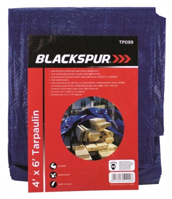 BLACKSPUR 4' (1.2m) x 6' (1.8m) TARPAULIN - BLUE