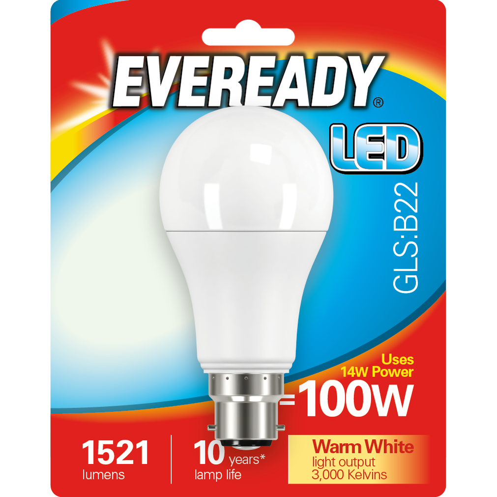 EVEREADY 14W (100W) B22 LED GLS 1521 LUMENS