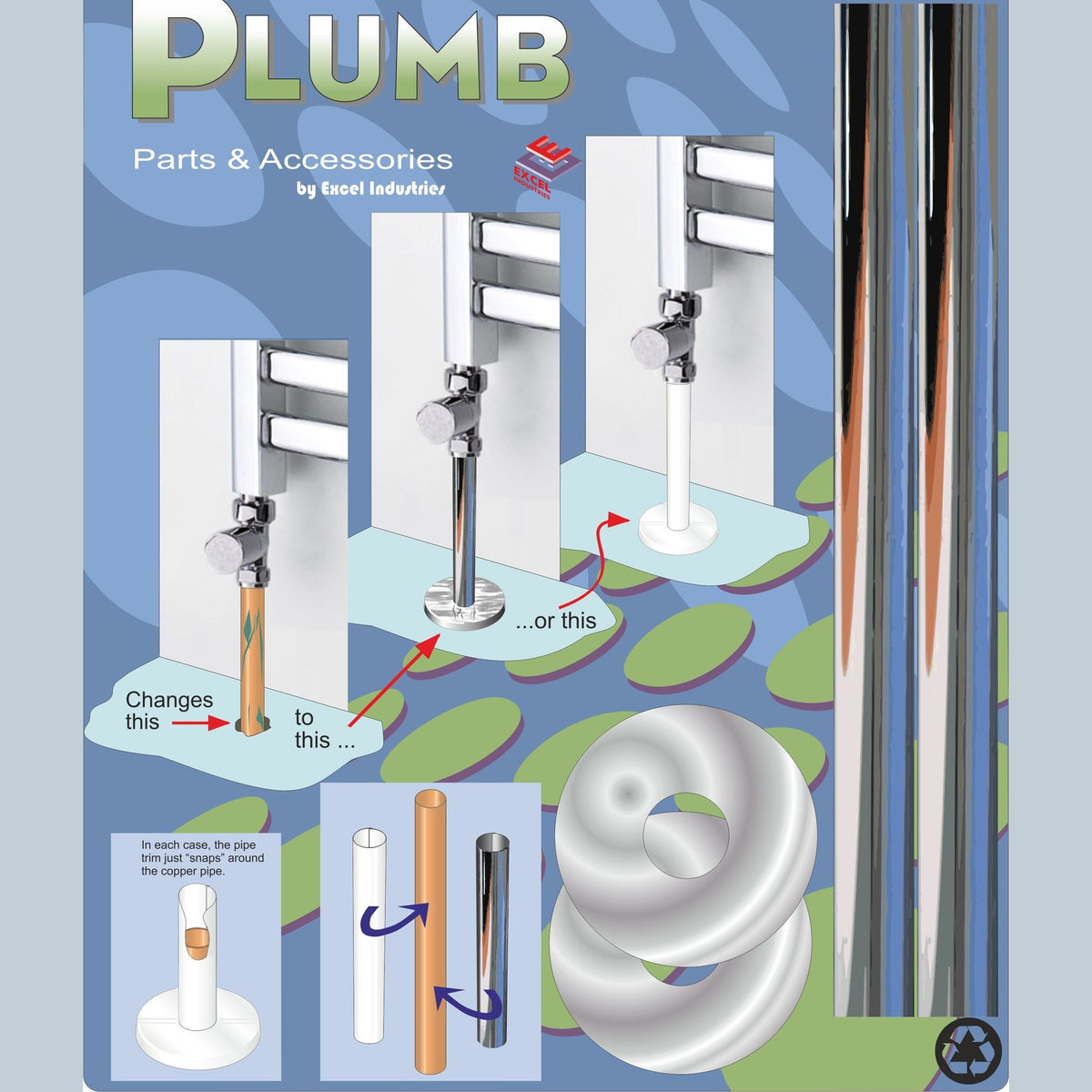 Easy Plumb Towel Rail Pipe Cover Kit - Chrome