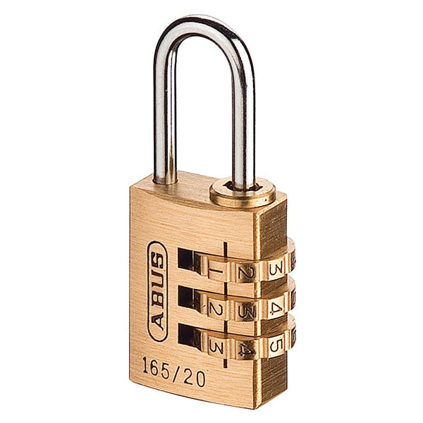 ABUS Mechanical 165/20 20mm Solid Brass Body Combination Padlock (3-Digit) Carded