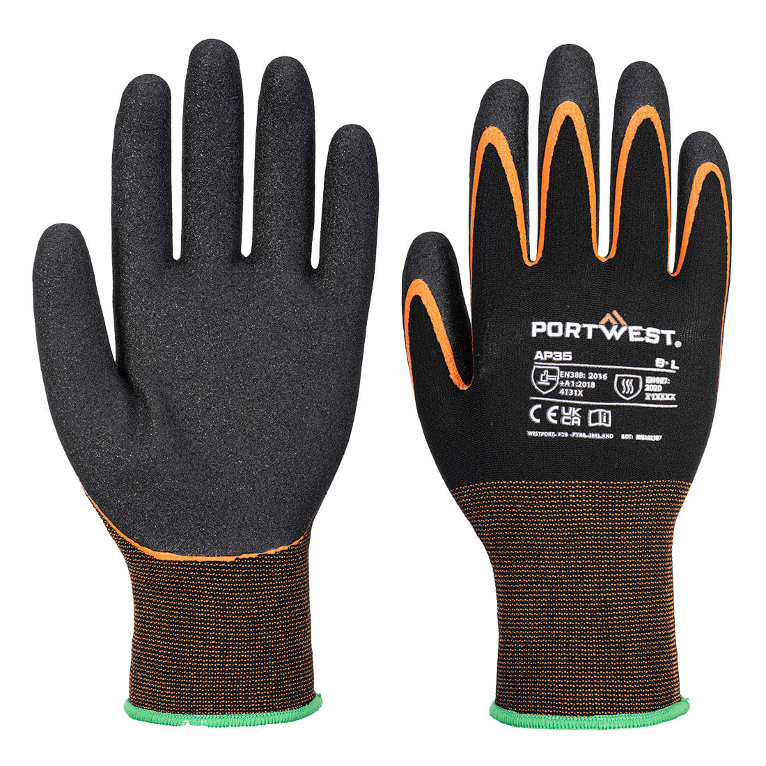 PORTWEST AP35 GRIP 35 NITRILE DOUBLE PALM GLOVE XL