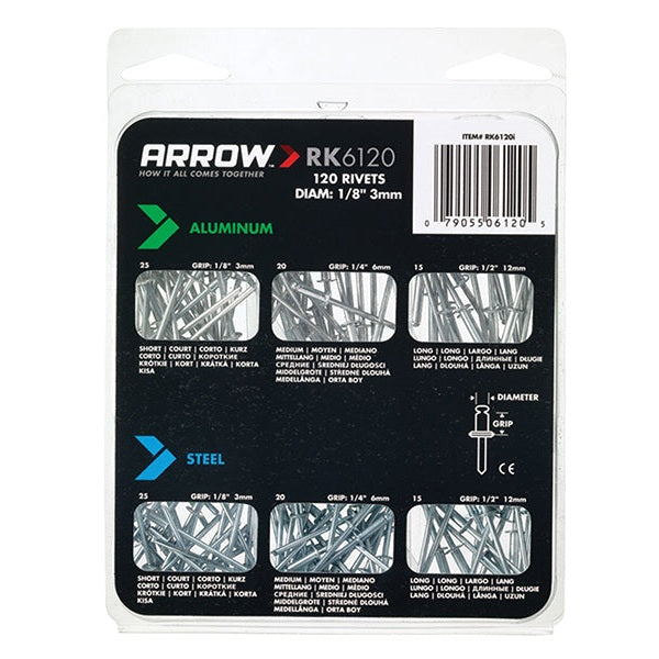 Arrow RK6120 Multi Rivet Pack (120)