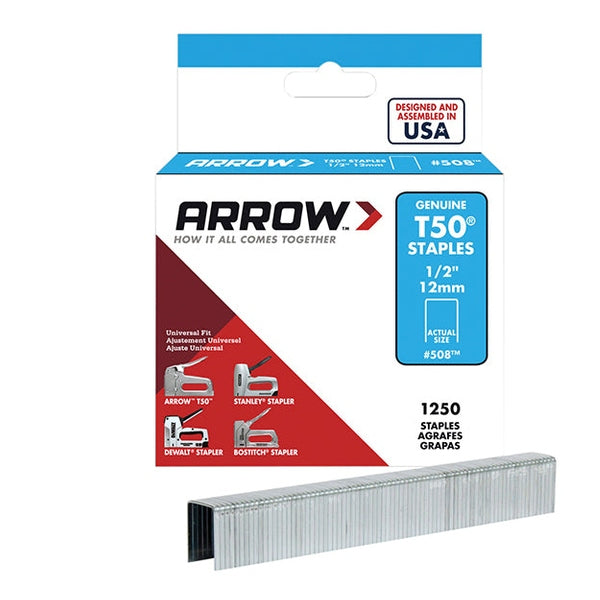 Arrow T50 Staples 12mm (1/2in) (Box 1250)