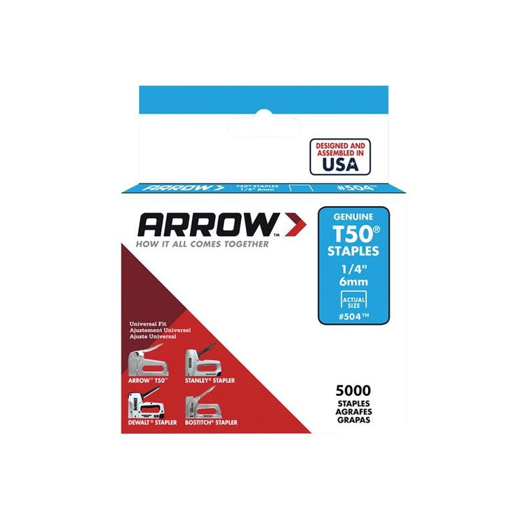 Arrow T50 Staples 6mm (1/4in) (Bulk Pack 5000)