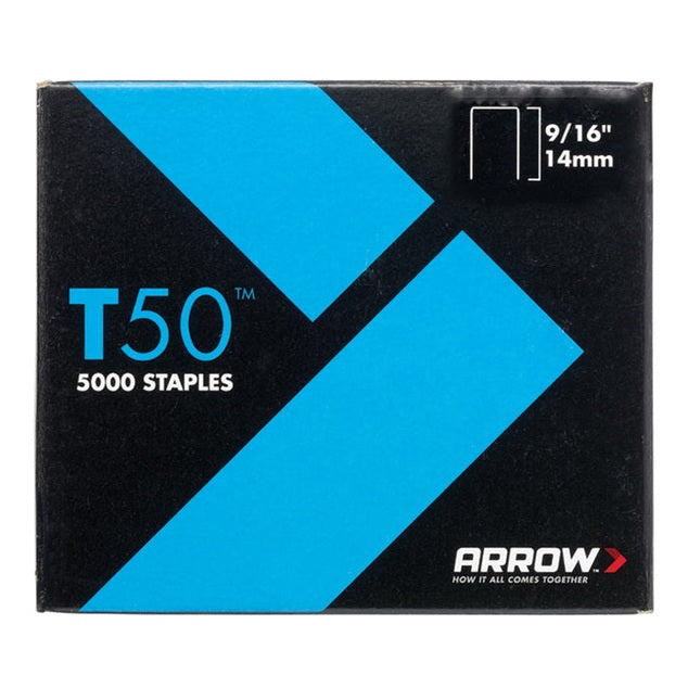 Arrow T50 Staples 14mm (9/16in) (Pack 5000, 4 x 1250)