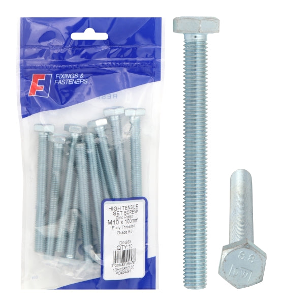 HEX HEAD SET SCREW BZP M10X60 BAG 10