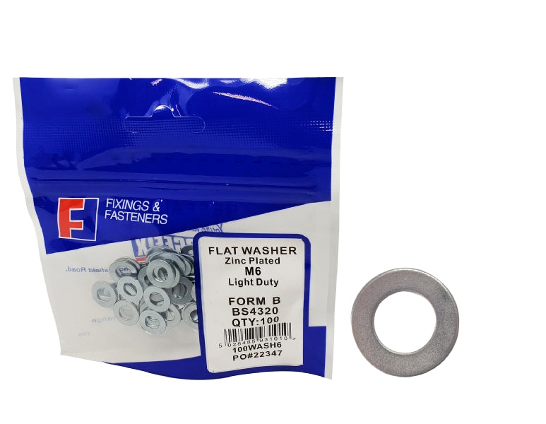 WASHER FORM B ZP M6 BAG 100 PC