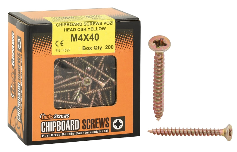 M3X16 YELLOW POZI CHIPBOARD SCREW 200BOX FT
