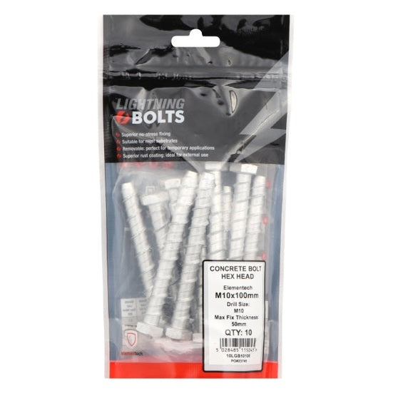 LIGHTNING BOLT M6X50MM BAG 10