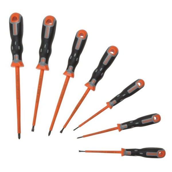 Bahco 202.032 Insulated Techno+ Screwdriver Set, 7 Piece SL/PZ