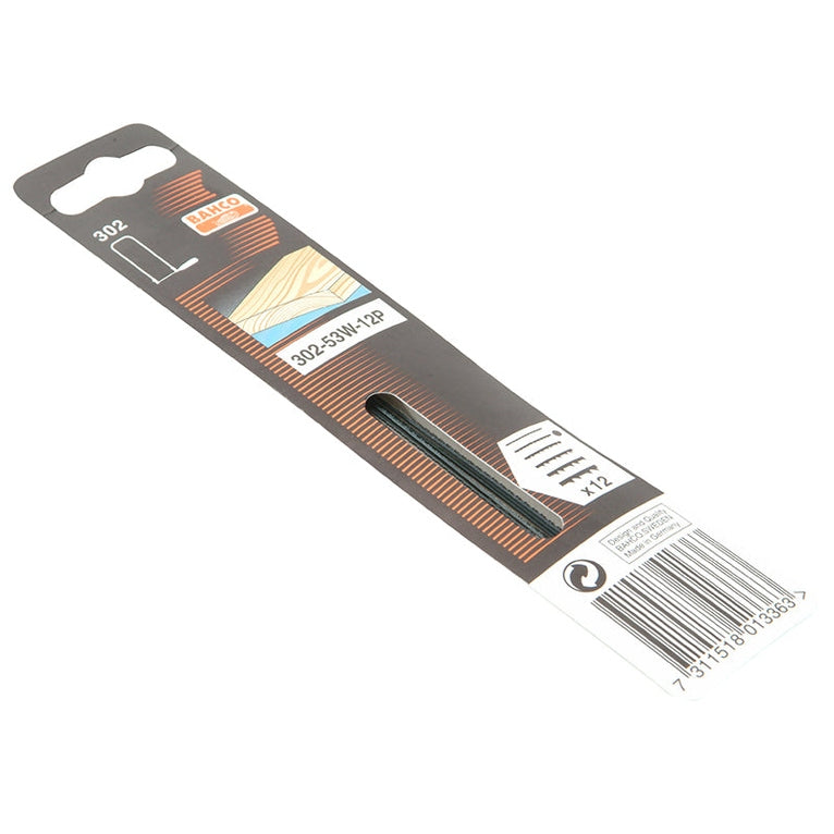 Bahco 302-53W-12P Fret Saw Blades for Wood 130mm (5in) (Pack of 12) - Watson Hire