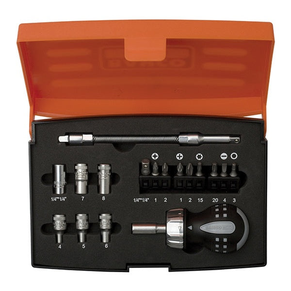 Bahco 808050S-18 Stubby Ratchet Screwdriver Set, 18 Piece