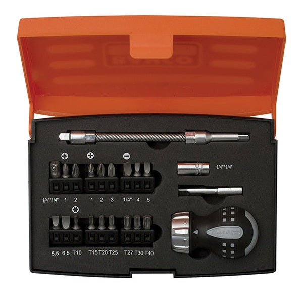 Bahco 808050S-22 Stubby Ratchet Screwdriver Set, 22 Piece
