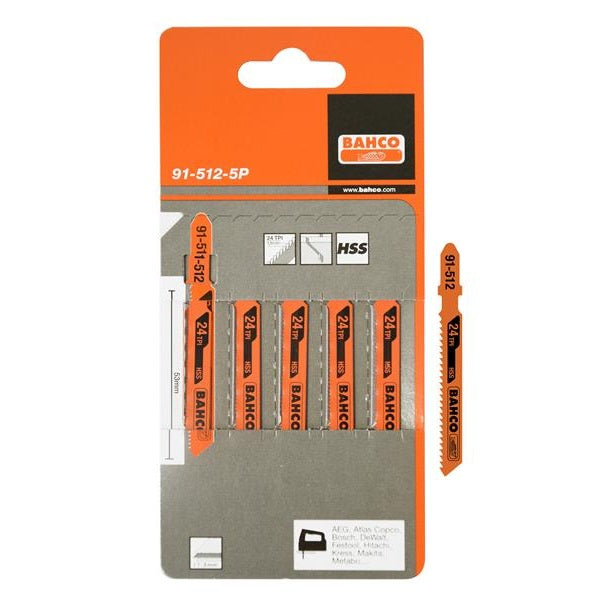 Bahco 91-512-5P HSS Metal Jigsaw Blades (Pack 5)