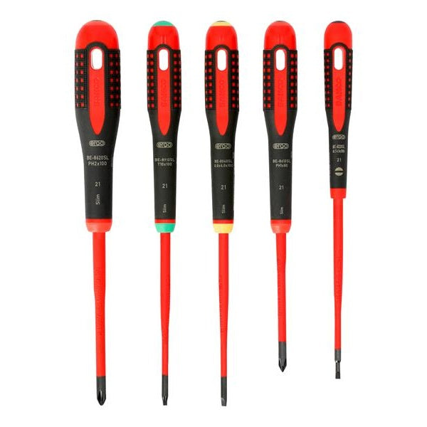 Bahco BE-9871SL ERGO™ Slim VDE Insulated Screwdriver Set, 5 Piece