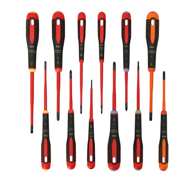 Bahco BE-9878SL ERGO™ Slim VDE Insulated Screwdriver Set, 12 Piece