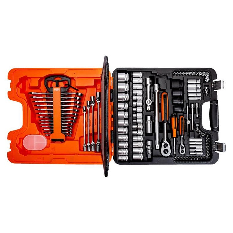 Bahco S108 1/4in & 1/2in Drive Socket & Combination Spanner Set, 108 Piece