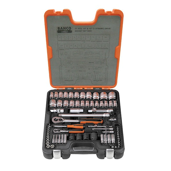 Bahco S800 1/4 & 1/2in Drive Socket Set, 77 Piece