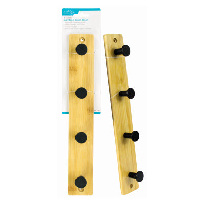 4 HOOK BAMBOO COAT RACK
