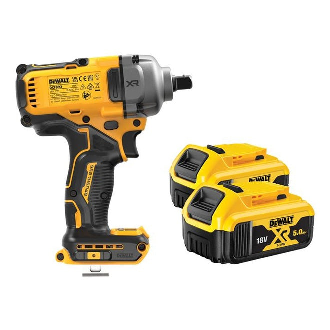 DEWALT DCF892P2T XR BL High Torque 1/2in Impact Wrench 18V 2 x 5.0Ah Li-ion