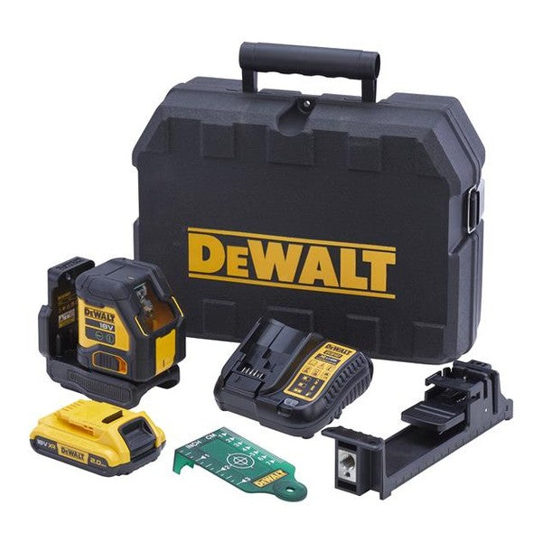 DEWALT DCLE34021D1 XR Compact Cross Line Green Laser 18V 1 x 2.0Ah Li-ion