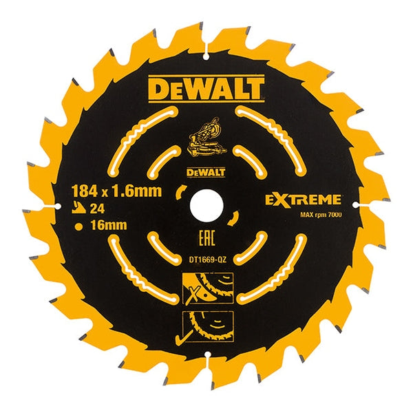 DEWALT Cordless Mitre Saw Blade For DCS365 184 x 16mm x 24T - Watson Hire
