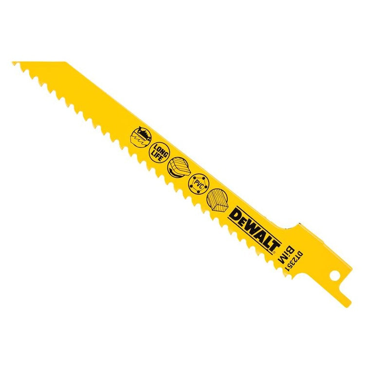 DEWALT Bi-Metal Reciprocating Blade for Wood, Fine Fast Cuts 152mm x 6 TPI (Pack 5)